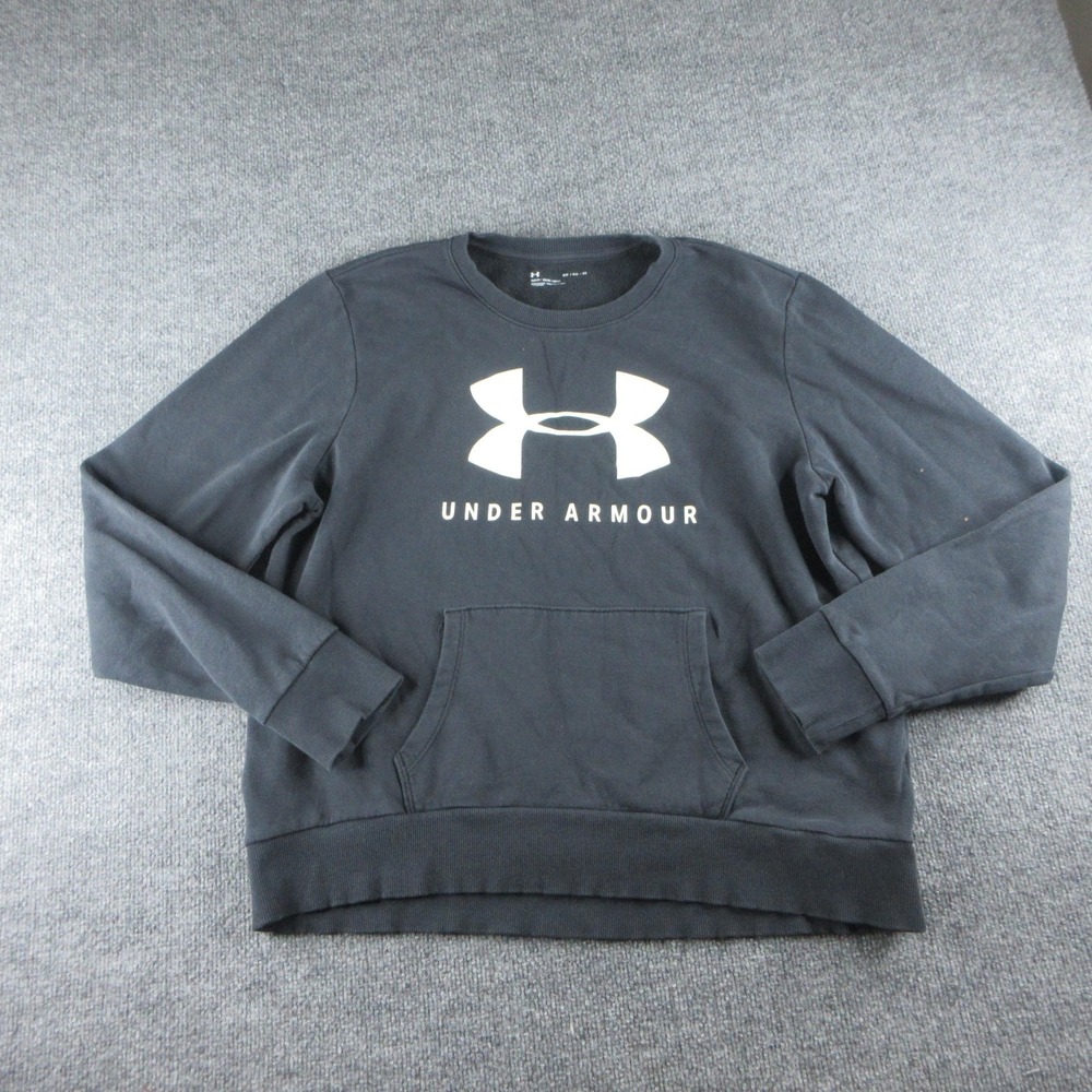 Under‎ Armour Sweatshirt Womens XL Black Fleece Pullover Crew Neck Logo Pocket